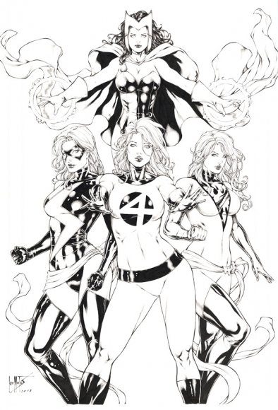 Invisible Woman, Ms Marvel, Phoenix and Scarlet Witch