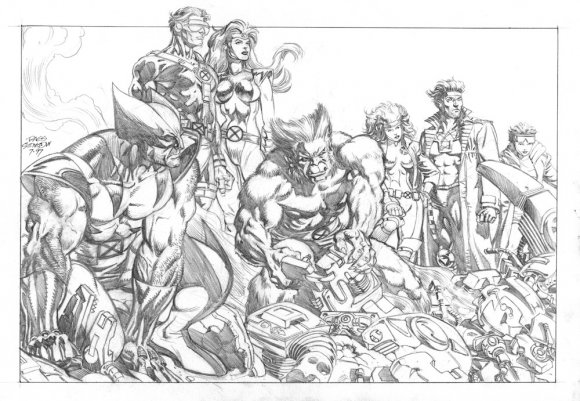Jean Grey, Cyclops, Wolverine, Beast, Rogue, Gambit and Jubilee