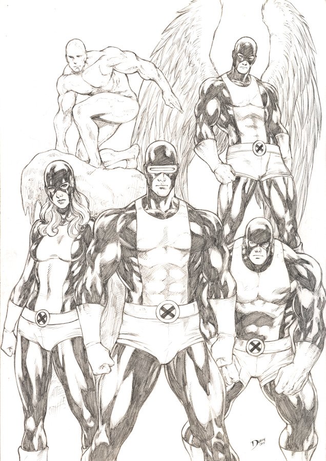 Marvel Girl, Cyclops, Iceman, Angel and Beast